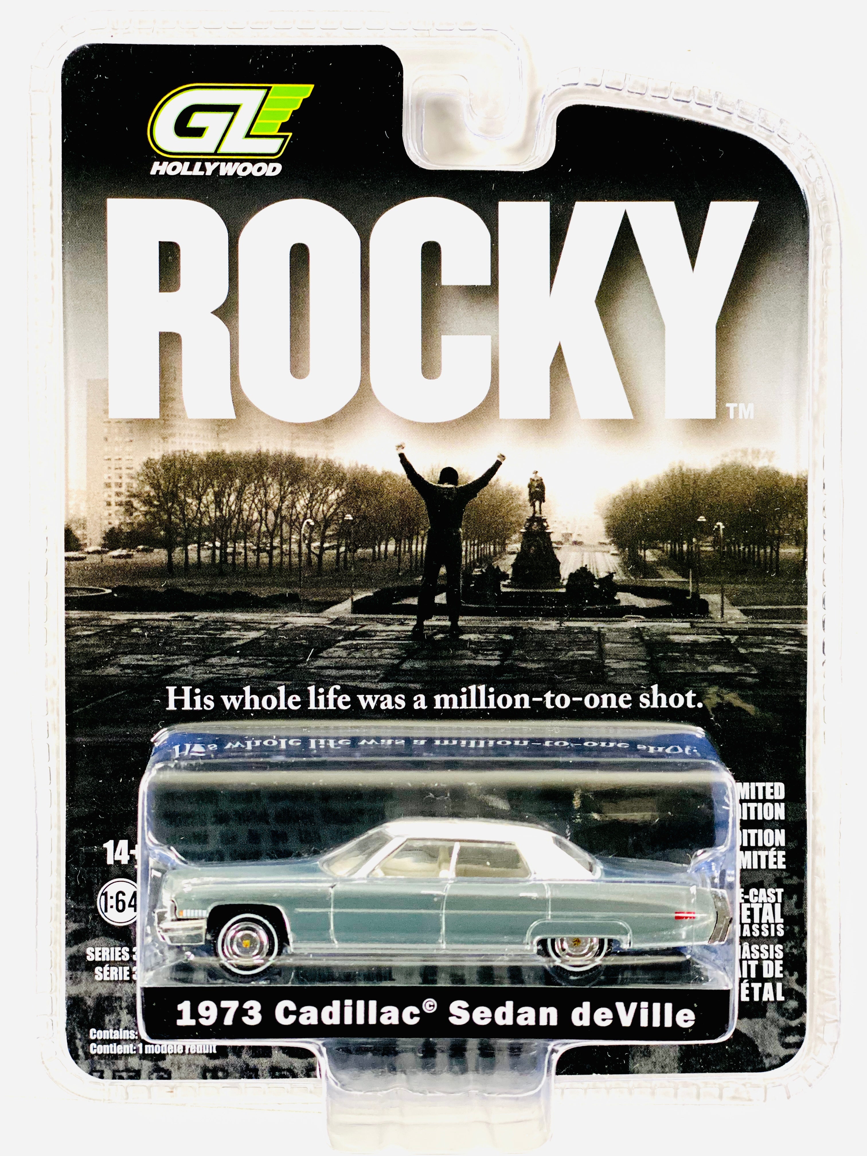 GreenLight 1973 Cadillac ミニカー 3台セット Greenlight Hollywood Rocky 1973 Cadillac Sedan Deville Raw Chase