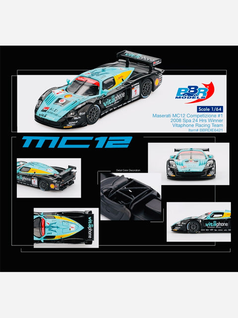 BBR Models Maserati MC12 Competizione #1 Vitaphone Racing Team 2008 Spa 24 Hrs Winner