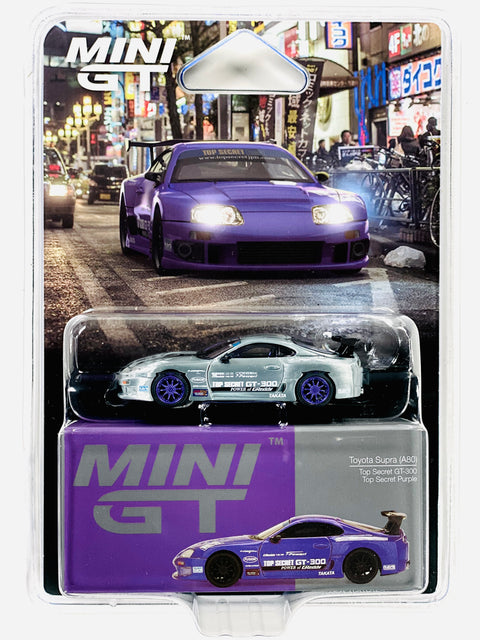 Mini GT Mijo Exclusive Toyota Supra (A80) Top Secret GT-300 Top Secret Purple #1067 Chase
