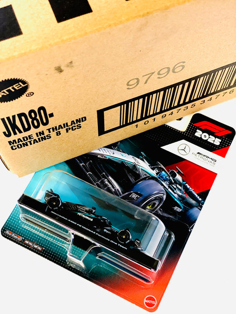 Hot Wheels 2025 Formula 1 F1 Race Team George Russell Mercedes AMG Petronas Team #63 Factory Sealed Solid Pack (8 Cars)