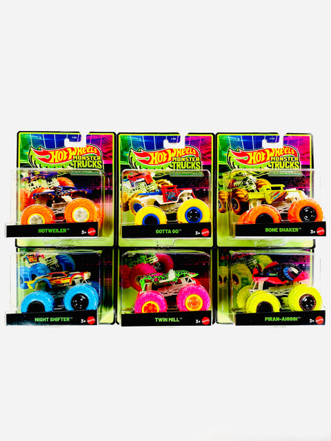 Hot Wheels 2026 Monster Truck Glow in the Dark Factory Sealed Case F (6 Cars)