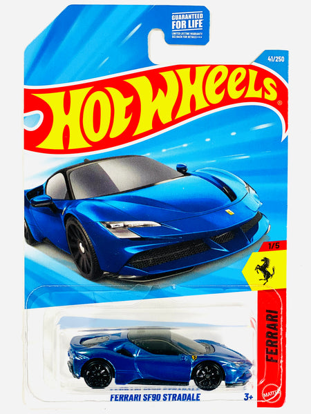 Hot Wheels 2025 Ferrari SF90 Stradale Blue - Damaged Card