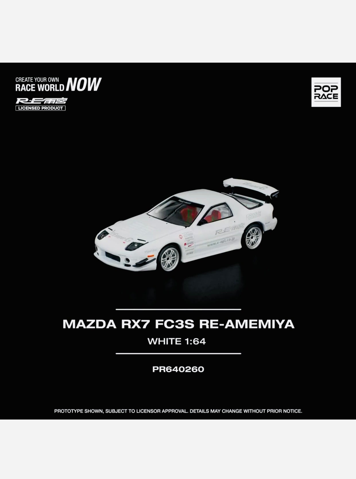 Pop Race Factory Sealed Mazda RX7 FC3S Re-Amemiya White #260