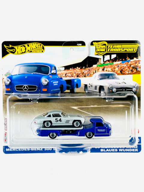 Hot Wheels 2024 Team Transport Case C Mercedes-Benz 300 SL & '55 Mercedes-Benz Blaues Wuder #70 - Damaged Card