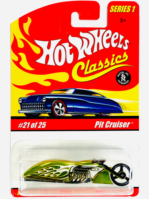 Hot Wheels 2004 Classics Series 1 Pit Cruiser Motorcycle Lime Green - Damaged Card/Blister