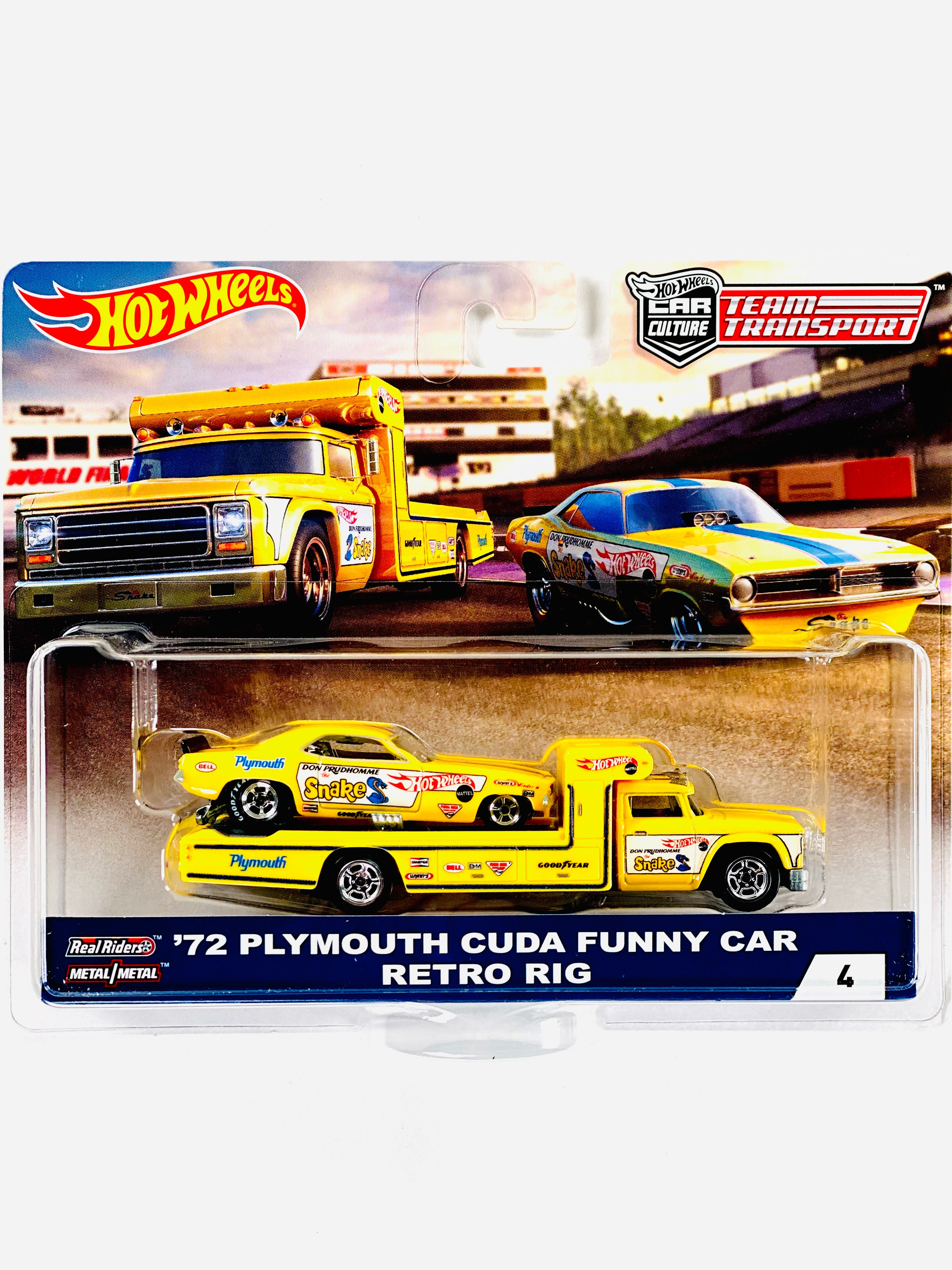 Hot Wheels 2018 Team Transport '72 Plymouth Cuda Funny Car Retro