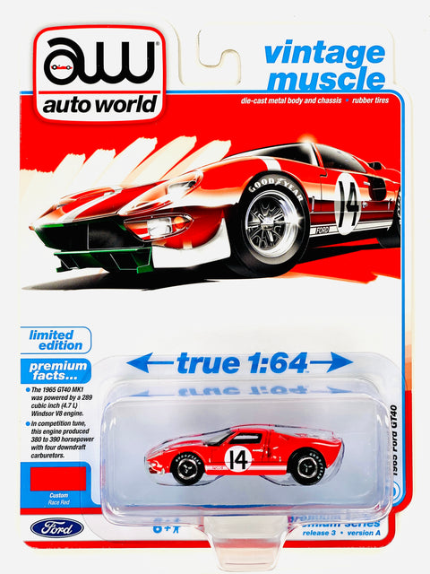 Auto World Vintage Muscle 1965 Ford GT40 in Race Red