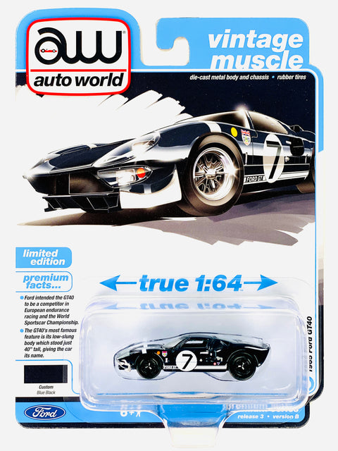 Auto World Vintage Muscle 1965 Ford GT40 in Blue Black