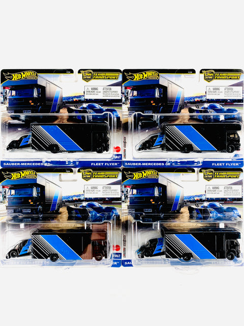 Hot Wheels 2024 Team Transport Sauber-Mercedes C9 Fleet Flyer #67 Solid Pack (4 Cars)