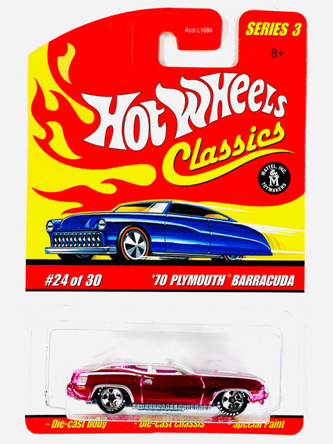 Hot Wheels 2006 Classics Series 3 '70 Plymouth Barracuda Pink - Damaged Card/Blister