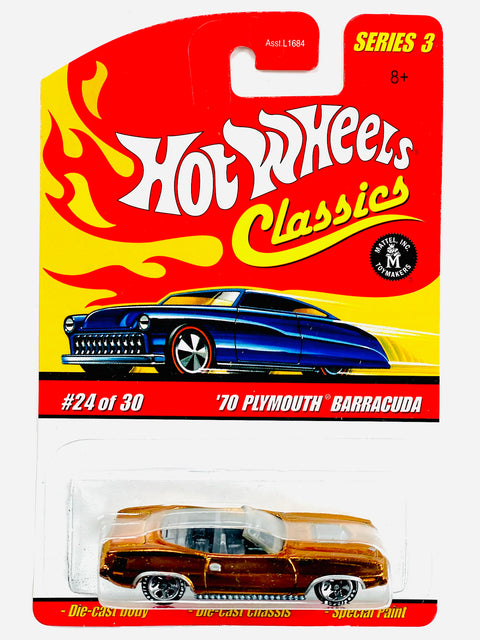 Hot Wheels 2006 Classics Series 3 '70 Plymouth Barracuda Gold - Damaged Card/Blister