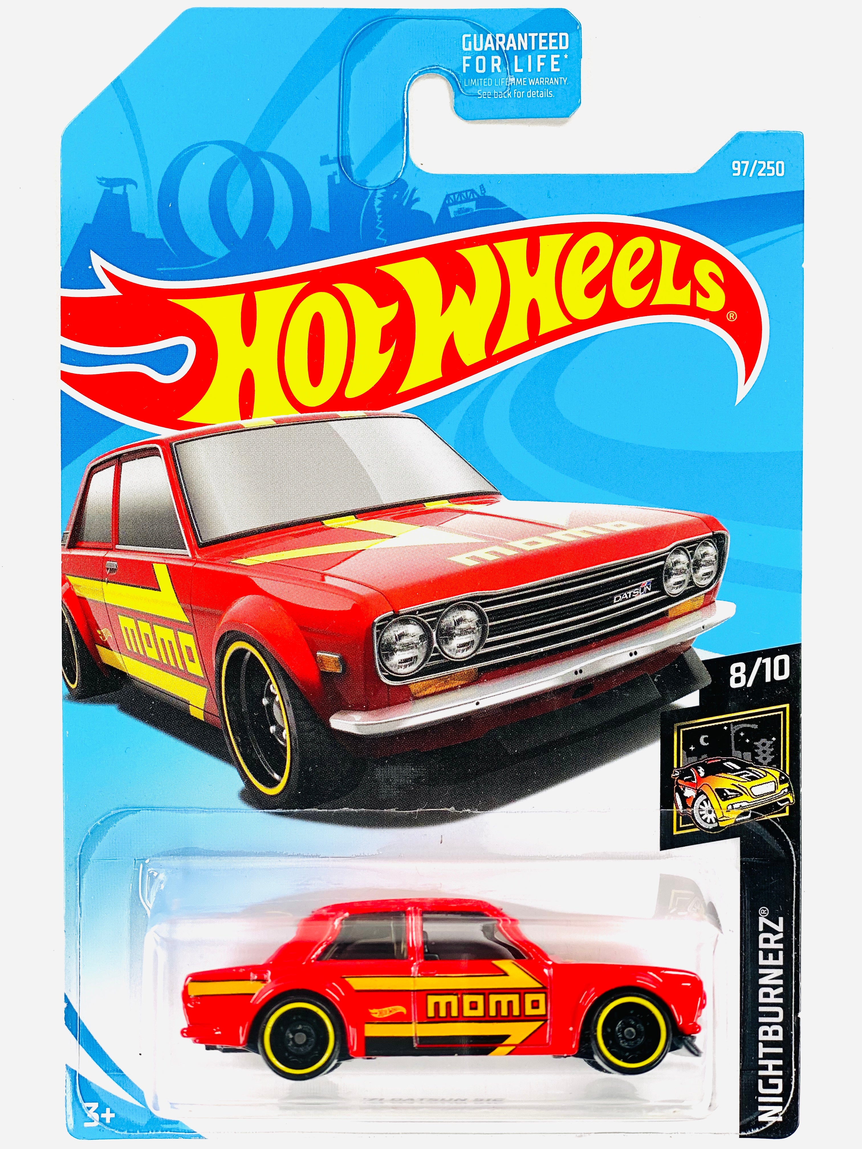 MoMo Sports Cards　3点セット Hot Wheels 2017 Nightburnerz Momo '71 Datsun 510 - Damaged Card