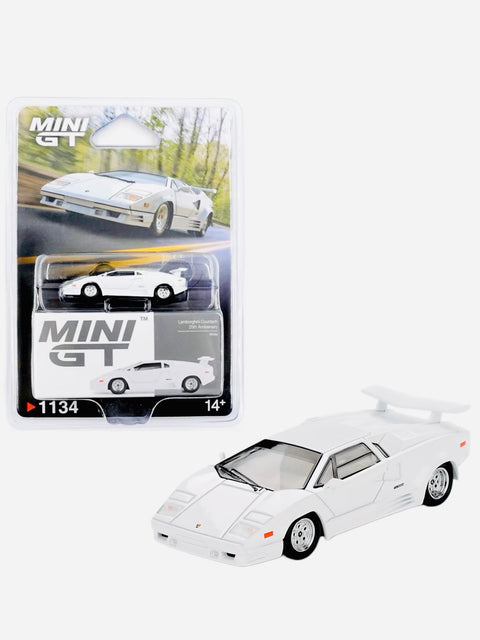 Mini GT Mijo Exclusive Lamborghini Countach 25th Anniversary White #1134
