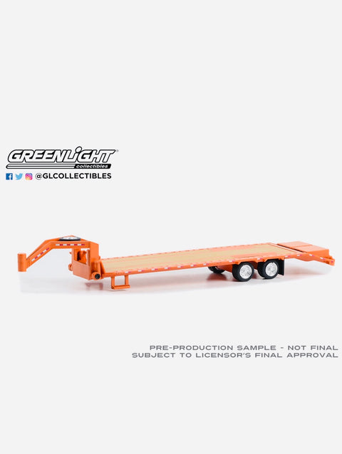 Greenlight Gooseneck Trailer in Primer Orange W/ Red & White Conspicuity Stripes