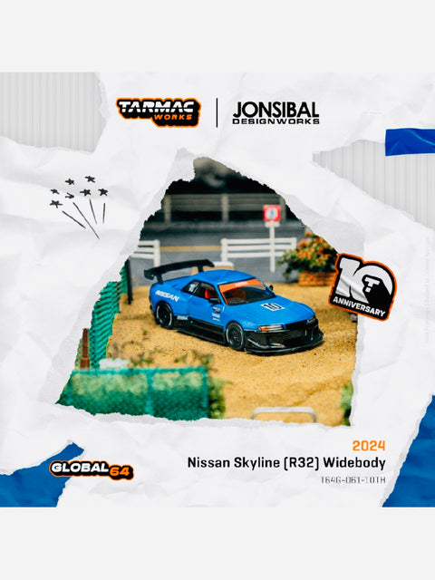 Tarmac Works Factory Sealed Global 64 Nissan Skyline (R32) Widebody Tarmac Works 10th Anniversary Designed by Jon Sibal