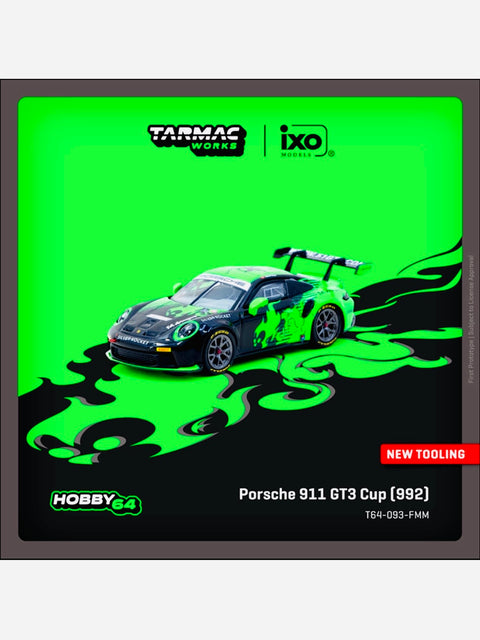 Tarmac Works Hobby 64 Factory Sealed X iXO Models Porsche 911 GT3 Cup (992) Fire Monkey Motorsport