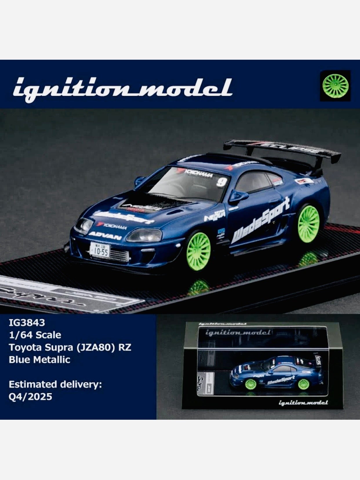Ignition Model Factory Sealed Toyota Supra (JZA80) RZ in Blue