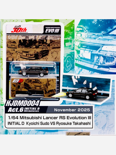 Initial D Hobby Japan JDM64 30th Anniversary Mitsubishi Lancer RS Evolution III / Initial D Act.6 Kyoichi Sudo vs Ryosuke Takahashi