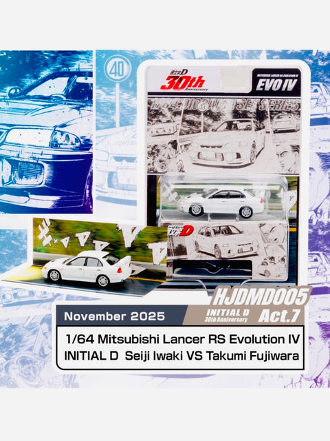 Initial D Hobby Japan JDM64 30th Anniversary Mitsubishi Lancer RS Evolution IV / Initial D Seiji Iwaki VS Takumi Fujiwara