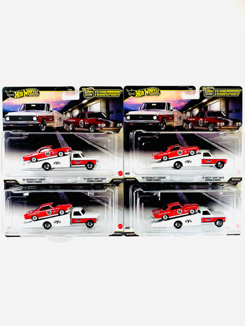 Hot Wheels 2026 Team Transport ’66 Chevrolet Corvair Yenko Stinger ’72 Chevy Ramp Truck #91 Solid Pack (4 Cars)