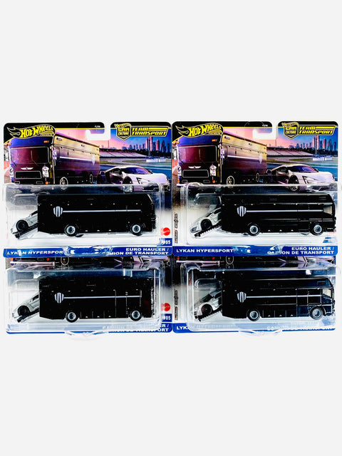 Hot Wheels 2025 Team Transport W Motors Lykan Hypersport & Euro Hauler #85 Solid Pack (4 Cars)