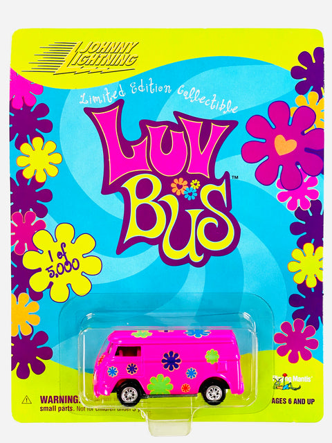 Johnny Lightning Playing Mantis Luv Bus '60s Volkswagen Van Pink - Damaged Card/Blister