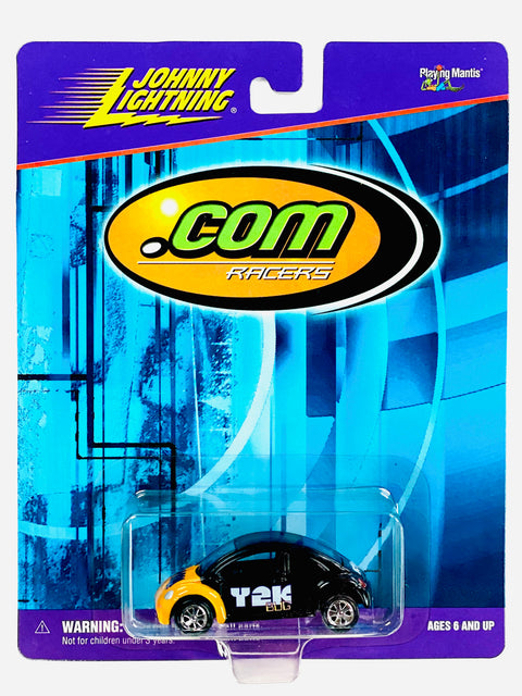 Johnny Lightning Playing Mantis .com Racers Y2K Bug Black & Orange - Damaged Card/Blister