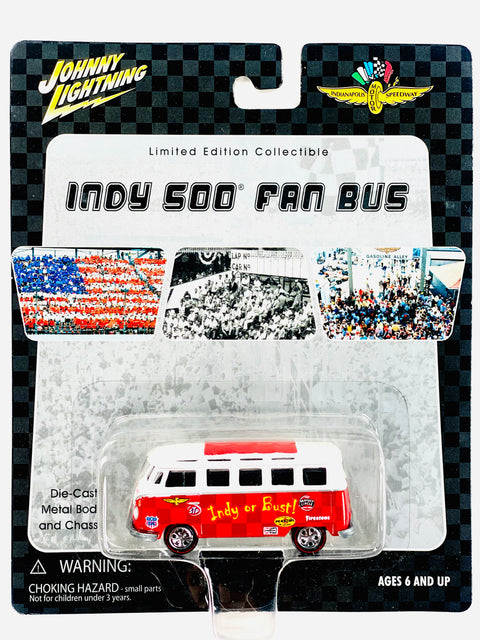 Johnny Lightning Indianapolis Motor Speedway Indy 500 Fan Volkswagen Bus Red & White - Damaged Card/Blister