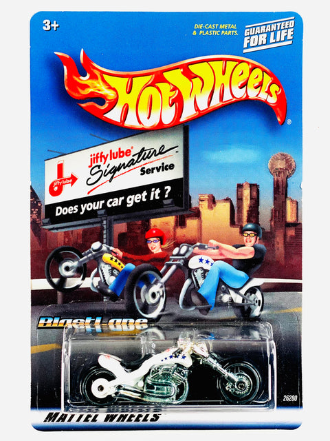 Hot Wheels 2000 Jiffy Lube Signature Service Blast Lane White - Damaged Card