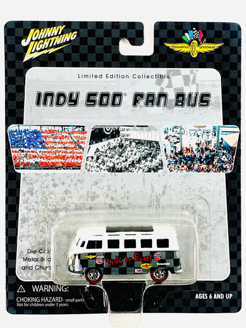 Johnny Lightning Indianapolis Motor Speedway Indy 500 Fan Volkswagen Bus Gray & White - Damaged Card/Blister