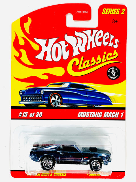 Hot Wheels 2005 Classics Series 2 Mustang Mach 1 Navy Blue - Damaged Card/Blister