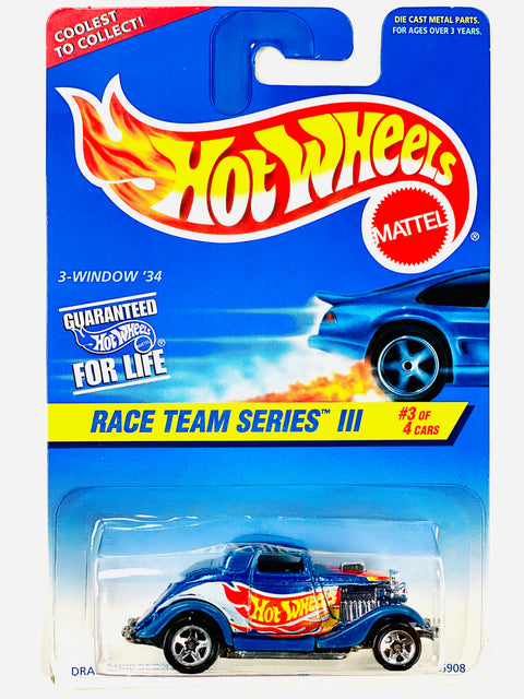 Hot Wheels 1996 Race Team Series III 3-Window '34 - Damaged Card