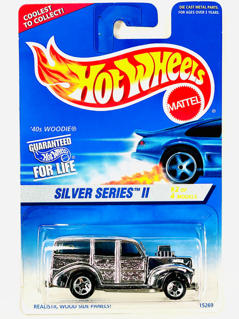 Hot Wheels 1995 Silver Series II '40's Woodie - Damaged Card