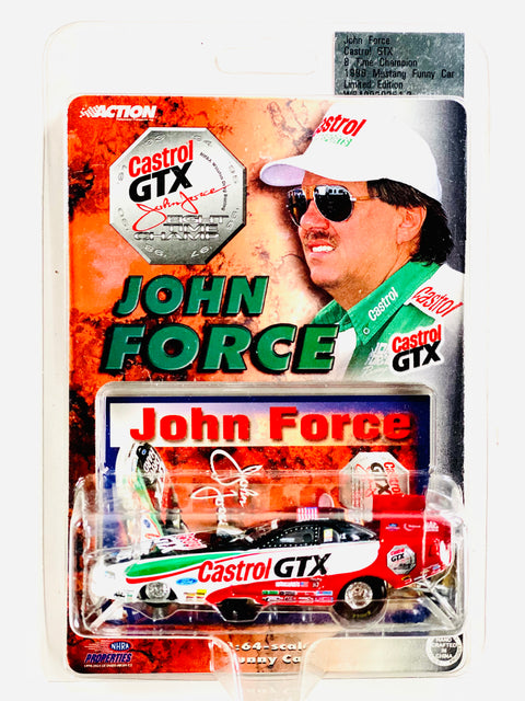 Action Racing Collectibles NHRA John Force Castrol GTX 8 Time Champion 1999 Mustang Funny Car - Damaged Card/Blister
