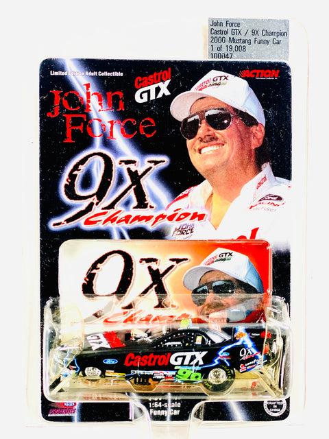 Action Racing Collectibles NHRA John Force Castrol GTX 9X Champion 2000 Mustang Funny Car - Damaged Card/Blister