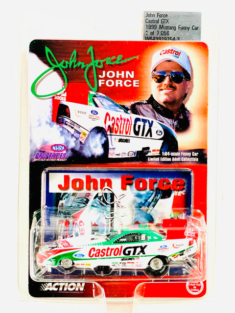 Action Racing Collectibles NHRA John Force Castrol GTX 1999 Mustang Funny Car - Damaged Card/Blister