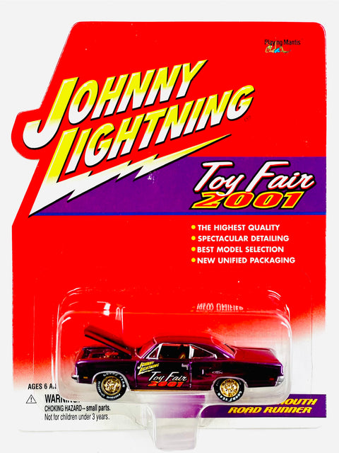 Johnny Lightning Playing Mantis 2001 Toy Fair 1970 Plymouth Road Runner - Damaged Card/Blister
