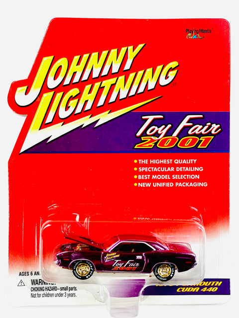 Johnny Lightning Playing Mantis 2001 Toy Fair 1970 Plymouth Cuda 440 - Damaged Card/Blister