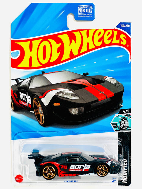 Hot Wheels Modified Borla Ford GT Black 159/250 - Damaged Card
