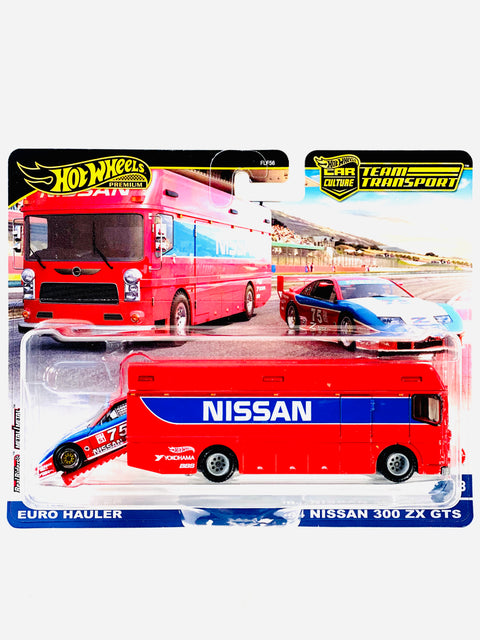 Hot Wheels 2024 Team Transport Case D Euro Hauler & '94 Nissan 300 ZX GTS #73 - Damaged Card