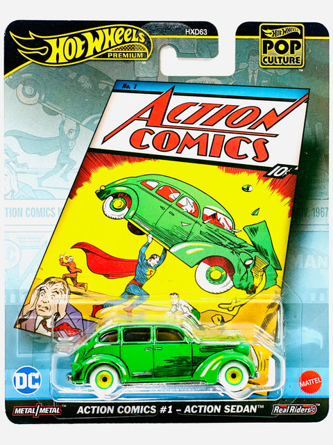 Hot Wheels 2025 Pop Culture Case L Action Comics #1 - Action Sedan - Damaged Card
