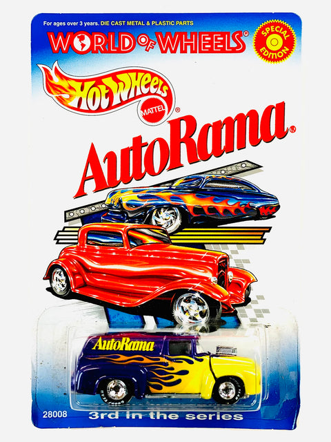 Hot Wheels 2000 World of Wheels AutoRama '56 Ford Truck Purple & Yellow - Damaged Card