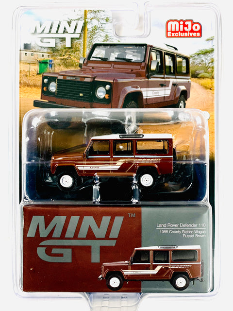Mini GT Mijo Exclusive Land Rover Defender 110 1985 County Station Wagon Russet Brown #734