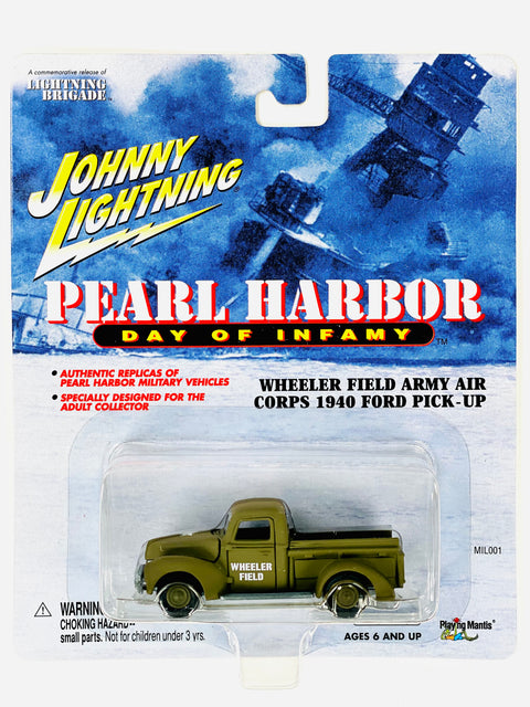 Johnny Lightning Pearl Harbor Day of Infamy Wheeler Field Army Air Corps 1940 Ford Pick Up - Damaged Card/Blister