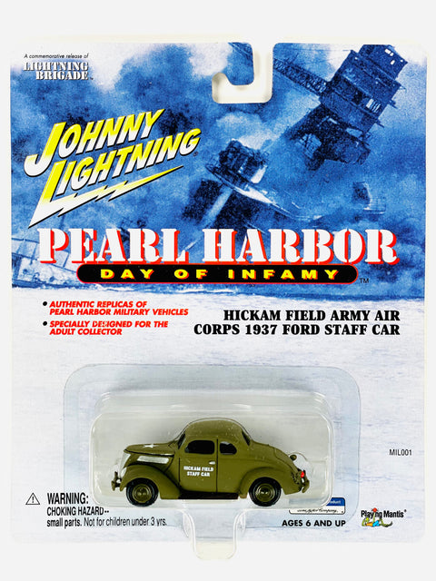 Johnny Lightning Pearl Harbor Day of Infamy Hickam Field Army Air Corps 1937 Ford Staff Car - Damaged Card/Blister