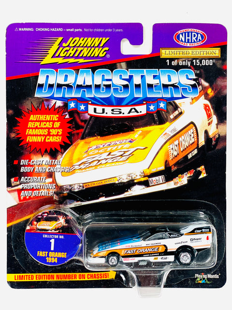 Johnny Lightning Dragsters USA 1994 Fast Orange Collectors No. 1 - Damaged Card/Blister