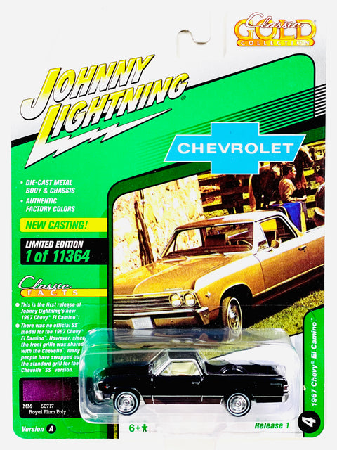 Johnny Lightning Classic Gold 1967 Chevy El Camino Royal Plum Poly - Damaged Card