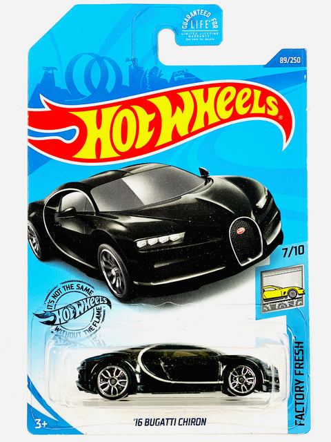 Hot Wheels Factory Fresh '16 Bugatti Chiron Black (89/250) - Damaged Card