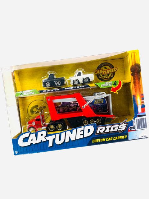 CarTuned Rigs Custom Car Carrier w/ '87 Chevy C10 Truck & '90 Chevy 454 SS Truck - Damaged Box