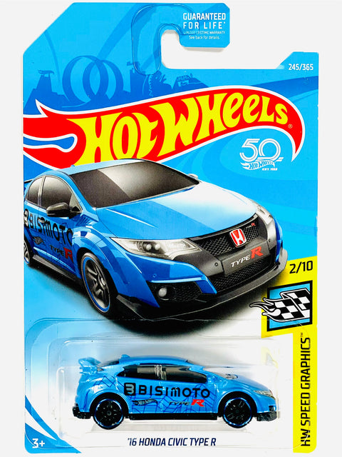 Hot Wheels HW Speed Graphics '16 Honda Civic Type R Blue (245/365) - Damaged Card